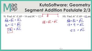 Kutasoftware Geometry Segment Addition Postulate Part 2 Youtube