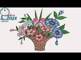 26 How To Draw Flower Basket Step By Step Youtube Flower Drawing Basket Drawing Pencil Drawings Of Flowers