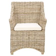Safavieh Fox6505a Ventura Arm Chair In Brown White Washed In 2020 Armchair Rattan Armchair Solid Wood Dining Chairs