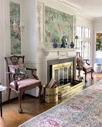 Maybe you would like to learn more about one of these? Anthropologie Havenview Mural Wallpaper Dining Room Pink Green Preppy Historic Home Grandmillennial The Glam Pad