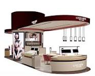 Large Size Cosmetic Kiosk Red and White Makeup Booth Design ...