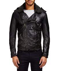 Black Leather Collared Biker Jacket By Barneys Originals On Secretsales Com Hombres