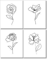 Maybe you would like to learn more about one of these? Amazon Com Black And White Wall Art Flower Line Drawings Botanical Prints Abstract Pictures Set Of 4 11x14 Unframed Handmade