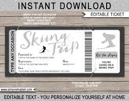 Printable gift certificates combine the convenience of an egift card with a more personal delivery method. Printable Ski Trip Gift Voucher Template Editable Skiing Gift Ticket