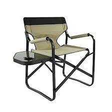 Onway Aluminum Portable Folding Deck Chair With Side Table Khaki Camping Chair Outdoor Chair Director Chair Outdoor Chairs Deck Chairs Camping Chairs