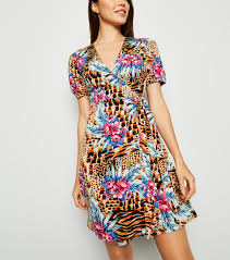 Blue Vanilla Orange Tropical Animal Print Dress In 2019 What To Wear Animal Print Dresses Dresses Tropical Animals