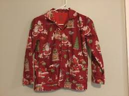 Details About Nick Nora Pajamas Top Santa Claus Flannel Christmas Size 8 Kids Girls Boys