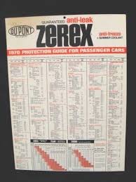 Details About 1970 Dupont Zerex Antifreeze Coolant Protective Guide Sign Wall Chart Poster