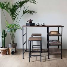 Free shipping on orders over $49. Zenvida Pub Table Set 3 Piece 2 Stools Space Saver Kitchen Island With Storage Shelves Breakfast Coffee Bar Bistro Overstock 32730574