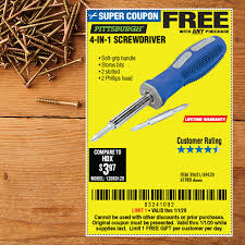 Free 4 In 1 Screwdriver With Purchase Through 1 1 20 Screwdriver Harbor Freight Tools Coupons