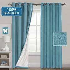 Check spelling or type a new query. Waterproof 100 Blackout Curtains For Bedroom Linen Look Lined Curtains For Living Room Anti Rust Grommet Window Curtains 2 Panels 52 By 96 Inch Teal Walmart Com Walmart Com