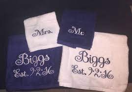 Embroidered Towel Wedding Gift Embroidered Towels Diy Wedding Gifts Towel Embroidery