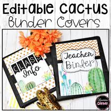 Large triple lined, small single. Cactus Binder Cover Worksheets Teaching Resources Tpt