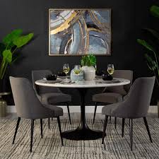 Zola Dining Table Four Chairs Jerome S Furniture Round Marble Dining Table Dining Table Marble Grey Dining Tables