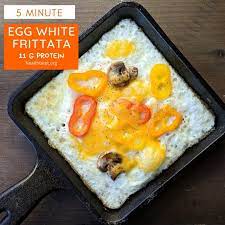 In a large bowl, whisk together the egg whites, spinach, tomatoes, mushrooms, cheese, chives, ½ teaspoon salt and ¼ teaspoon pepper. 5 Minute Healthy Egg White Frittata
