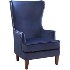 Kori Navy High Back Accent Chair With Nailhead Trim High Back Accent Chairs Blue Accent Chairs Accent Chairs