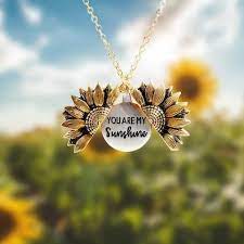 Pin By Maram On Accessories In 2020 Sunflower Necklace Sunshine Necklace Dainty Diamond Necklace