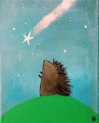 11 X 14 Woodland Hedgehog Catching A Falling Star Art Print Wall Nursery Decor Cute Whimsical Animal Tablolar Hayvanlar Masal