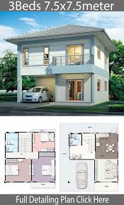 Contemporary home plans feature large windows, a combination of stone, stucco, metal and wood finishes, and flat or low sloped roofs. Modern House Design Plan 7 5x7 5m With 3beds Home Ideas Modern House Design Modern House Plans House Construction Plan
