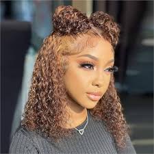Amazon.com : HIRIREMY Curly Bob Wig Human Hair Deep Wave 13x4 HD Lace Front  Wigs For Black Women Human Hair Pre Plucked Wear And Go Glueless Short Wet  And Wavy Ombre Honey