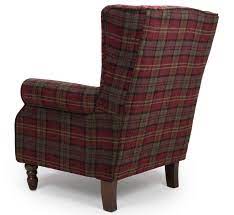 Furniture warm atmosphere for living room with wingback. Shetland Claret Red Tartan Fabric Wing Back Arm Chair
