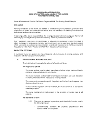 The aicpa code of professional conduct is a collection of codified statements issued by the american institute of certified public accountants that outline a cpa's ethical and professional responsibilities. Pdf Nursing Board Malaysia Code Of Professional Conduct For Nurses First Edition April 1998 Code Of Professional Conduct For Nurses Registered With The Nursing Board Malaysia Nina Nirwana Academia Edu