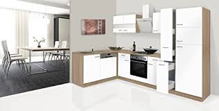 The reversible door can be mounted on either side to open from the right or left, while the integrated handle contributes to the refrigerator's sleek design. Respekta Economy L Shape Corner Kitchen Small Kitchen Unit 310x172 Cm With Designer Extractor Hood Amazon De Kuche Haushalt