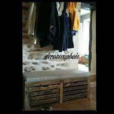 Banc Banquette En Bois De Palette Et Caisse A Pomme Meuble A Chaussure Avec Housse En Min Rejoi Meuble Chaussure Banquette En Bois Meuble Chaussures Palette
