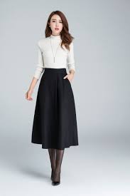 Black A Line Midi Skirt Una Falda Midi Linea Falda De Lana Midi Falda De Lana Falda Etsy Fashion Skirt Design Trendy Skirts