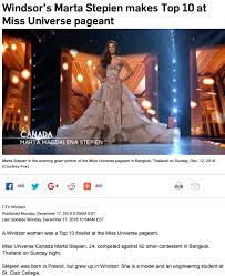 Check spelling or type a new query. Windsor S Marta Stepien Makes Top 10 At Miss Universe Pageant Miss Universe Canada