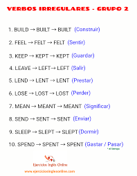 Formacion De Los Verbos Irregulares En Ingles Grupo 2 Verbos Irregulares Verbos Vocabulario En Ingles