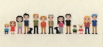 New Baby Cross Stitch Family Portrait In Pixel Art Style Framed In 2020 Cross Stitch Family Portrait Cross Stitch Cross Stitch