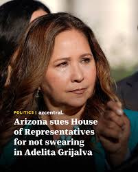 Arizona Attorney General Kris Mayes previously gave Speaker Mike Johnson an  ultimatum: Swear in Adelita Grijalva or she'd take him to court. 🔗:  bit.ly/49nxYZs