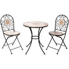 Alpine Corporation Indoor Outdoor 3 Piece Mosaic Bistro Set Folding Table And Chairs Patio Seating Tan Jfh918a The Home Depot In 2020 Beautiful Outdoor Furniture Bistro Set Outdoor Bistro Set