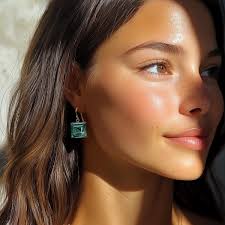 スクエアカットブルートルマリンイヤリング・14Kゴールドダングルステートメントイヤリング・10月の誕生石イヤリング（レディース）・ロングジェムストーンイヤリング 