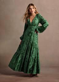 Melissa Hunter Green Long Sleeve Maxi Dress Ready to Ship | Azazie