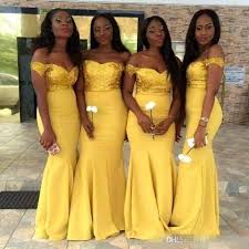 Charming Yellow 2018 Lace Bridesmaid Dresses Cap Sleeves Mermaid Satin Floor Length Mermaid Bridesmaid Dresses Yellow Bridesmaid Dresses Maid Of Honour Dresses