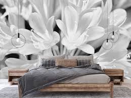 Bloemen In Bloei Zwart Wit Fotobehang Met bloemen, geometrische patronen of landschappen. bloemen in bloei zwart wit