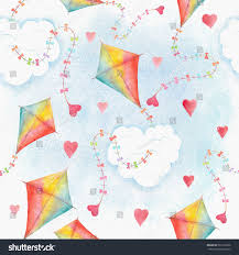 Watercolor Seamless Pattern Background With Flying Kite In Rainbow Colors Kite Cute Watercolor Backdrop Background Ba Background Patterns Pattern Art Kite