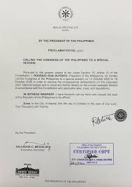 I will order their arrest, to be honest, he said. Proclamation 1027 Calling The Congress Of The Philippines To A Special Session Presidential Communications Operations Office