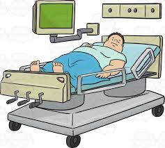 Obese Man Laying In A Hospital Bed With A Monitor Above Him Bed Clipart Hospital Bed Cartoon Clip Art