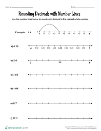 Rounding Decimals With Number Lines Worksheet Education Com