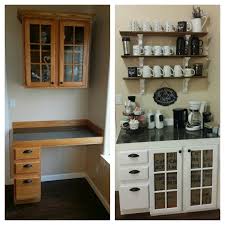 Repurposed A Coffee Bar Out Of The Desk Area In Our Kitchen Repurposed Kitchen Coffee Bars In Kitchen Kitchen Desk Areas