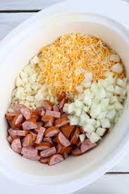 Crock Pot Recipe Cheesy Kielbasa Hash Browns Sausage Crockpot Recipes Sausage Crockpot Keilbasa Recipes