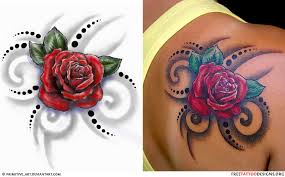 600 x 1308 jpeg 80 кб. Feminine Tribal Rose Tattoo Design On Girl Back Shoulder By Primitive Art At Deviantart