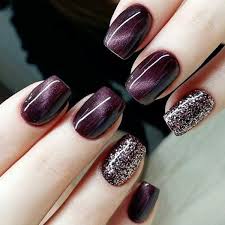 Black And Red Cat Eye Nails 6 49 Stylish 24 Pcs Color Change Purple Red Cat Eye And Glitter Powder Nail Art False Nails Cat Eye Nails Luxury Nails Powder Nails