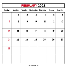 Doesn't get easier than that. Monthly Calendar February 2021 Monthly Planner Printable Free Sunday Start Nycdesign Co Calendars Printable Free
