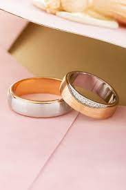 Unique Wedding Rings Made Of Two Colors Of Gold Matching Wedding Bands Gold Wedding Bands Gold Wedding Rings Wedding Rings Set Moissanite Engagement Ring White Gold Wedding Rings Unique Rose Gold