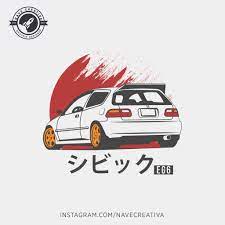 Honda Civic Eg6 Art Line Lineart Illustration Mobil Mobil Keren Seni