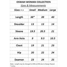 Size Chart Largest Online Store For Chiffon Kurti Lawn